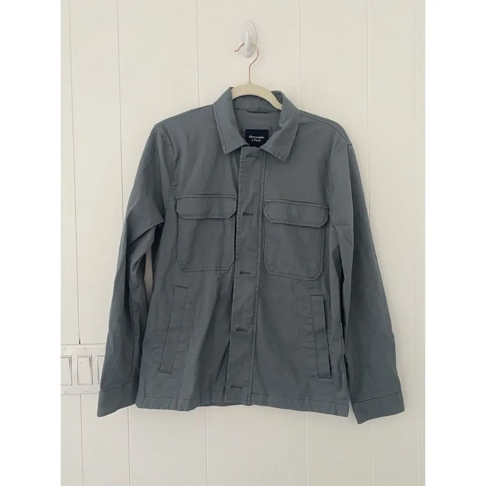 Abercrombie &‎ Fitch Men's Technical Twill Shirt Jacket Green Sz Small Q111